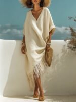 New Casual Beach Travel TK Comfortable Fringe V-neck Sexy Atmosphere Dress - Image 6