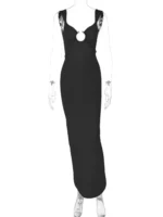 Backless Slit Back Cutout Maxi Dress - Image 4