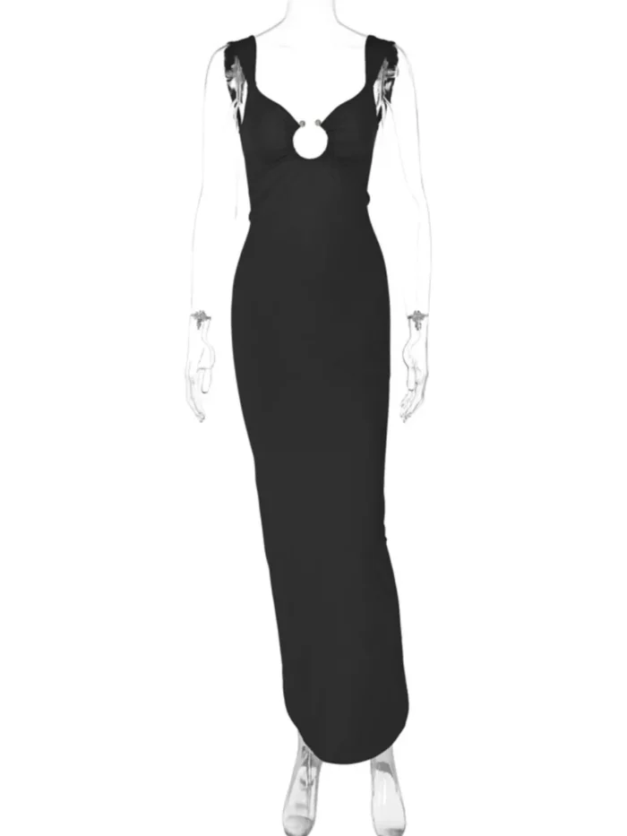 Backless Slit Back Cutout Maxi Dress - Image 4