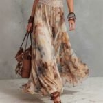 French Vintage Painted Floral Backless Strapless Summer Beach Vacation Long Dress - Image 4