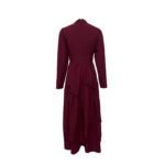 Hem Maxi Dress with High Waist and Flowing Skirt Solid Color Fitted Waist, Long Dress - Image 4