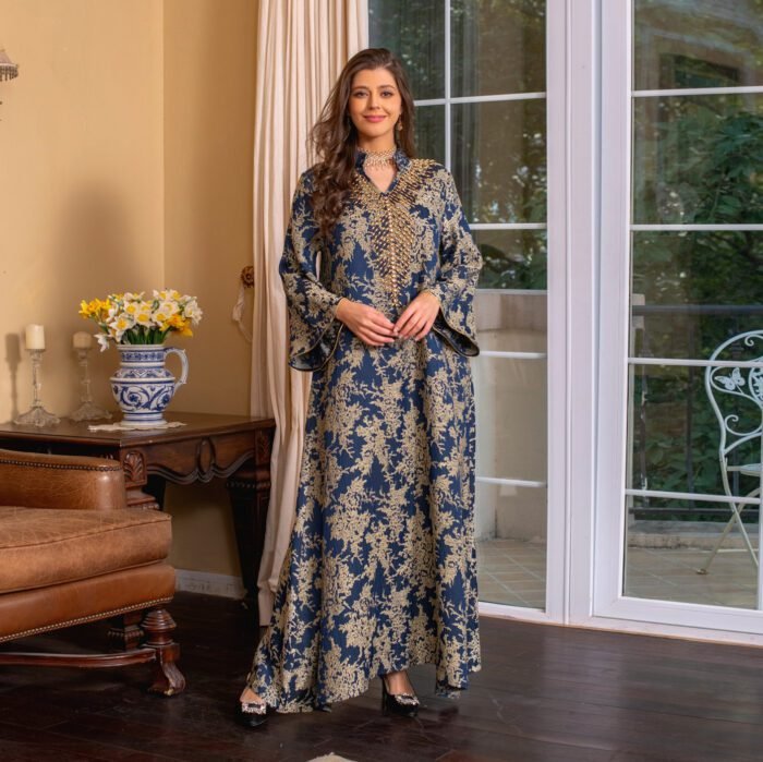 Evening Dress Embroidered Floral Kaftan Long Dress - Image 4