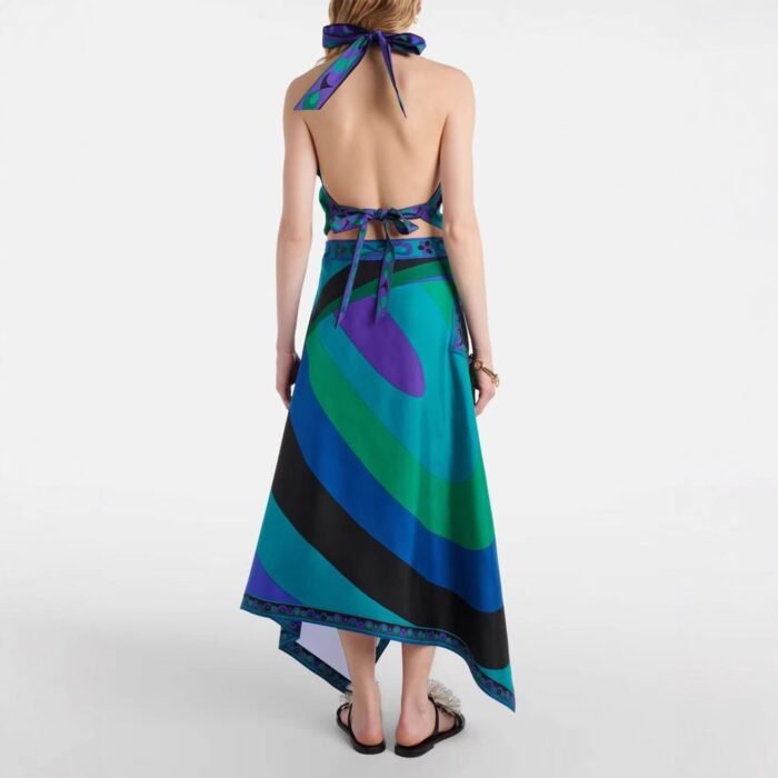 Crossbody Irregular Skirt with Backless Top New Two-Piece Set  Style Printed - Image 2