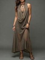 Bohemian Beach Vacation Strapless Knit Cami Dress Set Long Dress Two-Piece - Image 8