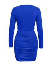 Ruched Cowl Neck Long Sleeve Mini Dress - Image 8