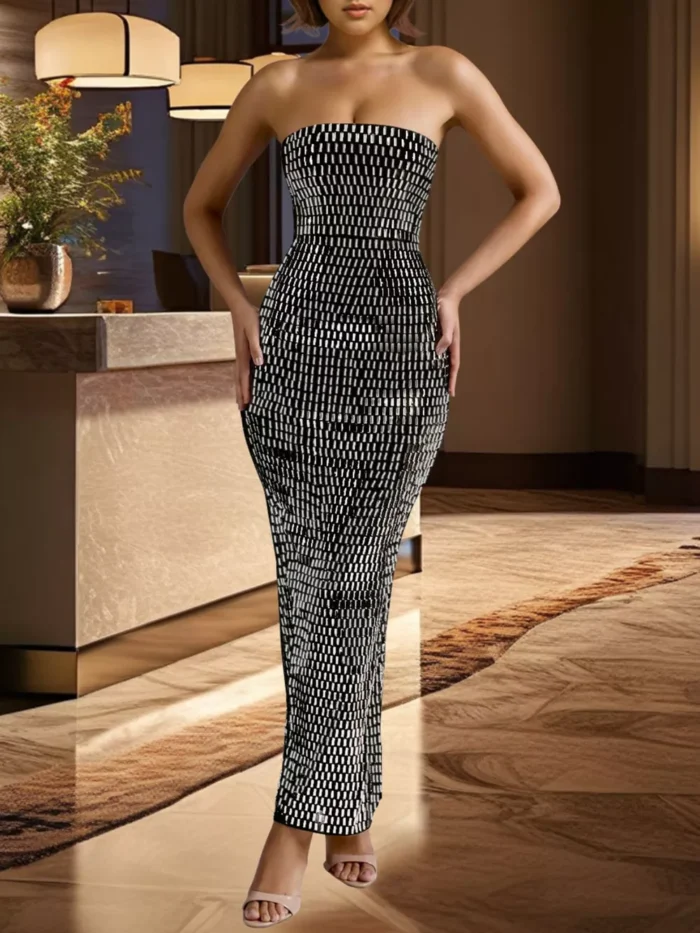 Slit Back Tube Maxi Dress - Image 5