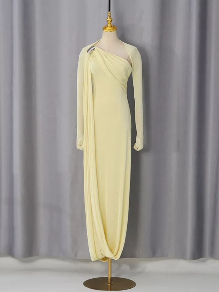 One-Shoulder Draped Maxi Dress - Image 5