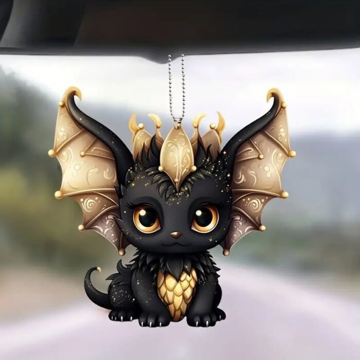 New Acrylic Flat Black Dragon Car Hanging Ornament for Backpack and Rearview Mirror Decoration - Image 6
