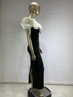 Bandage dress white large flower long formal dress - Image 4