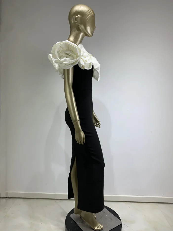 Bandage dress white large flower long formal dress - Image 4
