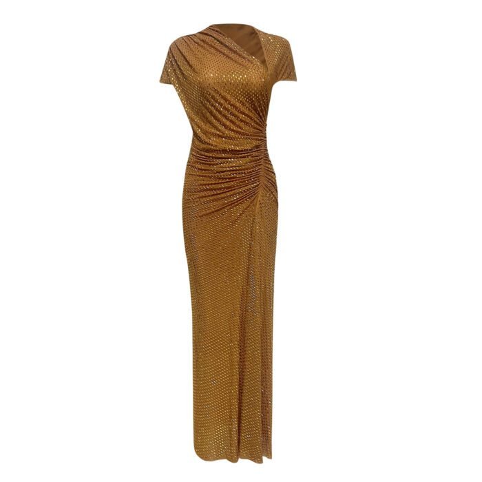 Asymmetrical Shoulder Rhinestone Sleeveless Evening Dress Asymmetrical Shoulder Rhinestone Sleeveless Evening Dress - Image 1
