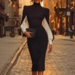 Elegant High Neck Sheath Dress with Side Slit Summer Fashion Dress - Image 4