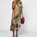 Leisure commuting leopard print color print deep V-neck dress long skirt for women - Image 2