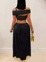 Cutout Off Shoulder Ruched Maxi Dress - Image 4
