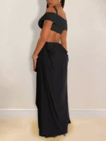 Cutout Off Shoulder Ruched Maxi Dress - Image 3