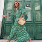 Bohemian Print Long Sleeve Maxi Dress for Women Fashion Spring Style Flowy Long Dress - Image 12