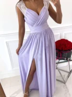 High Slit Lace Detail Maxi Dress - Image 6