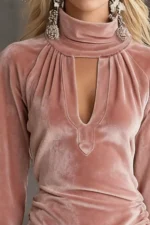 Elegant Velvet Ruched Mini Dress - Image 2