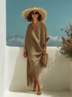 New Casual Beach Travel TK Comfortable Fringe V-neck Sexy Atmosphere Dress - Image 7