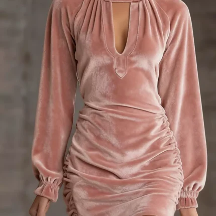 Elegant Velvet Ruched Mini Dress