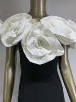 Bandage dress white large flower long formal dress - Image 6