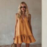 Vintage Vacation Style V-Neck Sleeveless Ruffle Loose Dress - Image 2