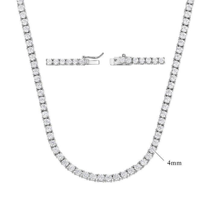 Copper Plated 18K Gold Zirconia Tennis Necklace Fashion Trendy Style Neck Chain - Image 5