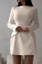 Long-Sleeve Mini Dress with Flap Pockets - Image 4