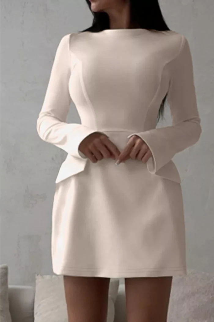 Long-Sleeve Mini Dress with Flap Pockets - Image 4