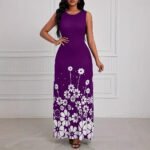 Printed Sleeveless Loose Round Neck Simple Elegant Dress - Image 2