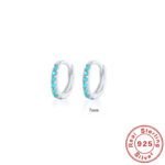 S925 Sterling Silver Circle Earrings with Turquoise and Diamond Inlay 18K Gold Plated Stud Earrings Jewelry - Image 24