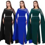 Cape sleeve evening gown dress - Image 6