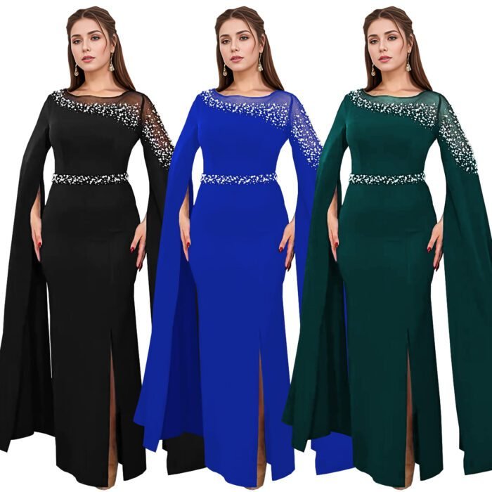 Cape sleeve evening gown dress - Image 6