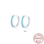 S925 Sterling Silver Circle Earrings with Turquoise and Diamond Inlay 18K Gold Plated Stud Earrings Jewelry - Image 26