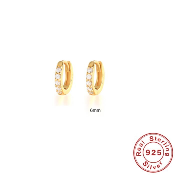 S925 Sterling Silver Circle Earrings with Turquoise and Diamond Inlay 18K Gold Plated Stud Earrings Jewelry - Image 7