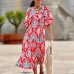 Bohemian Print Long Sleeve Maxi Dress for Women Fashion Spring Style Flowy Long Dress - Image 16