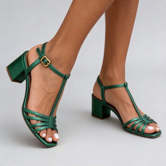 Elegant high-heeled strap with T-shaped buckle party women's sandals - Image 6
