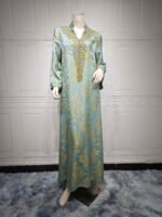 Evening Dress Embroidered Floral Kaftan Long Dress - Image 6