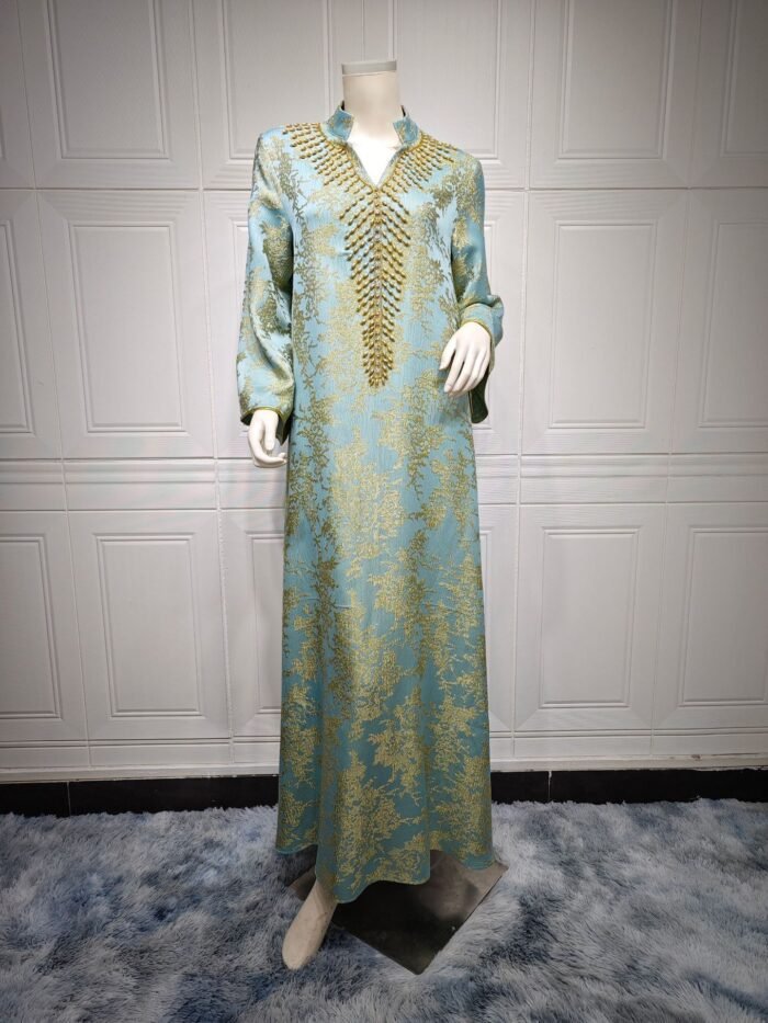 Evening Dress Embroidered Floral Kaftan Long Dress - Image 6