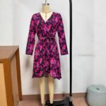 Fashion Sexy V-Neck Tie-Waist Long Sleeve Dress for Women - Image 4