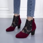 Lace Mesh High-Heeled Sandals Women European and American Style Round Toe Chunky Heel Roman Sandals Wholesale - Image 3