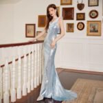 Elegant Light Blue Evening Dress Long Gown Formal Party Dress - Image 2