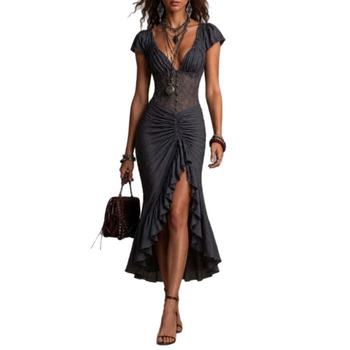 Gothic Vintage Style Dress with Unique Design Long Dress - Image 5