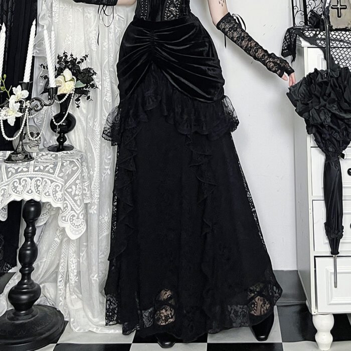 Subculture Victoria Velvet Banquet Evening Dress Skirt - Image 4