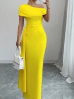 One-Shoulder Ruched Maxi Dress - Image 7