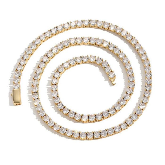 Stainless Steel 316 Polished Spring Ring Tennis Necklace for Men and Women, Fashionable Titanium Steel with Zirconium Stone Jewelry - Image 3