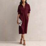 Elegant and Sophisticated Office Casual Fashion Fitted Comfortable Solid Color Mid-Length Dress