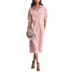 Elegant and Sophisticated Office Casual Fashion Fitted Comfortable Solid Color Mid-Length Dress - Image 5