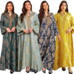 Evening Dress Embroidered Floral Kaftan Long Dress - Image 5
