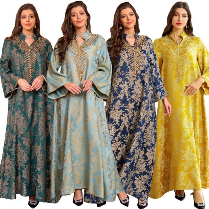 Evening Dress Embroidered Floral Kaftan Long Dress - Image 5